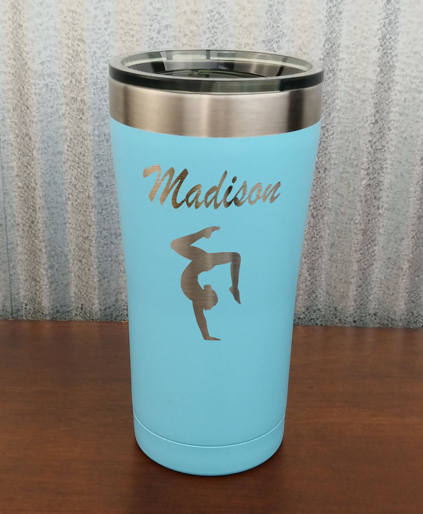 Engraved 20 oz. Tumbler – Light Blue – Laser Personalization